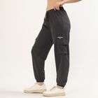 Women's Dark Graphite Grey Relaxed Fit Cargo Track Pants, Dark Grey, small