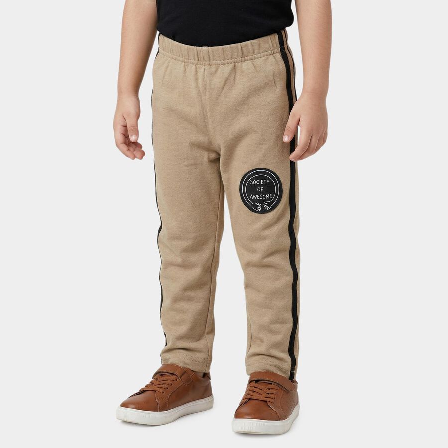 Boys' Beige Cotton Blend Pyjama, Beige, large
