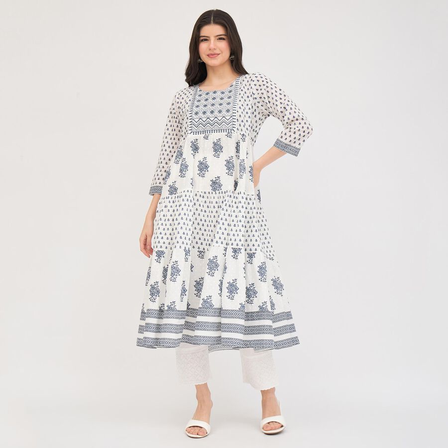 Ladies' 100% Cotton Kurta, Dark Blue, large image number null