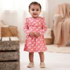 Infants' Pink Floral Printed Fit and Flare Frock, गुलाबी, small