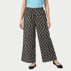 Women's Dark Grey Regular Fit Geometric Printed Palazzos, गहरा ग्रे, small