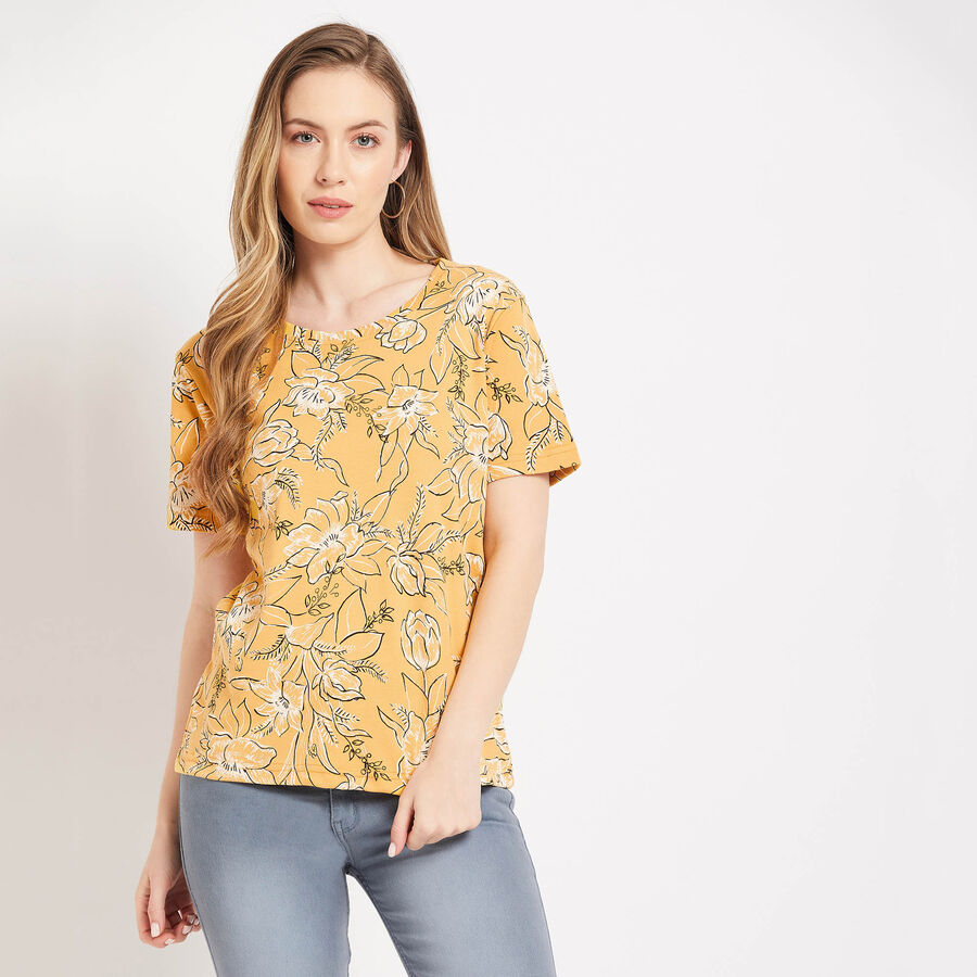 Round Neck T-Shirt, Yellow, large image number null