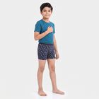 Boys Navy Blue Regular Fit Printed Trunks, नेवी ब्लू, small