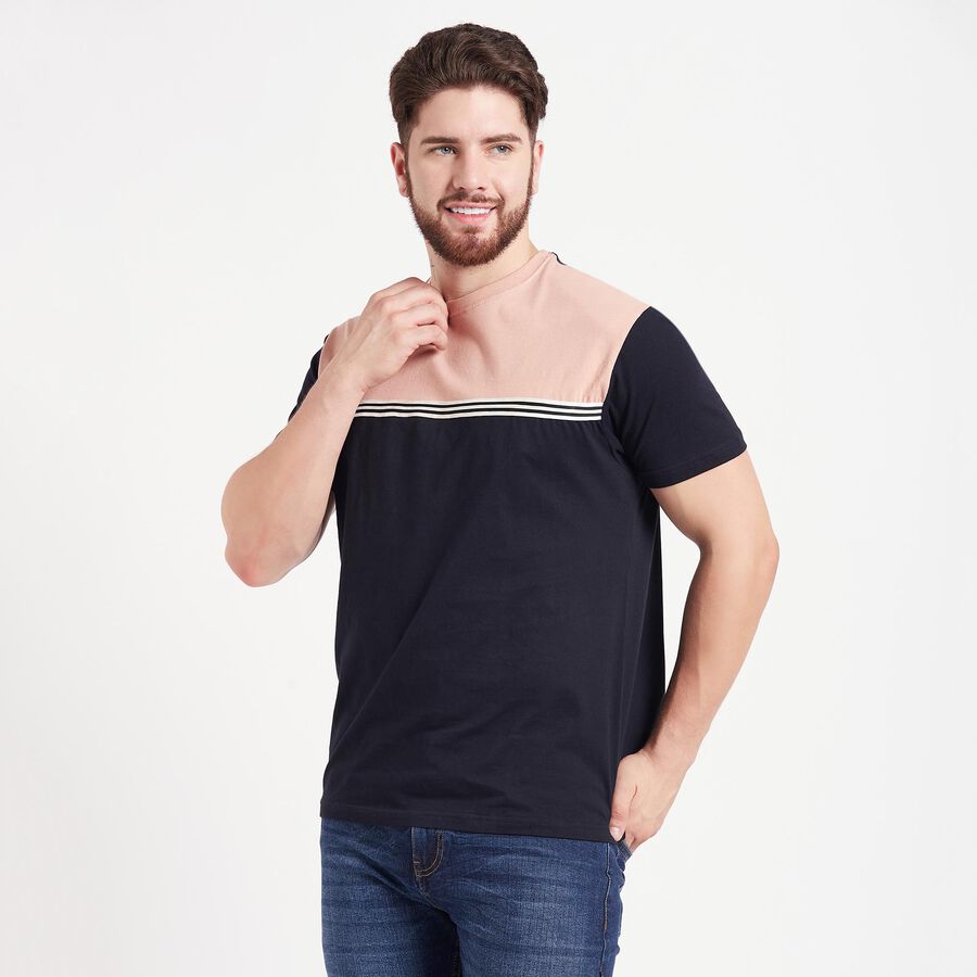 Cotton Round Neck T-Shirt, Peach, large image number null