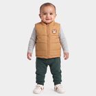 Infants Beige Sleeveless Puffer Jacket, गहरा पीला, small