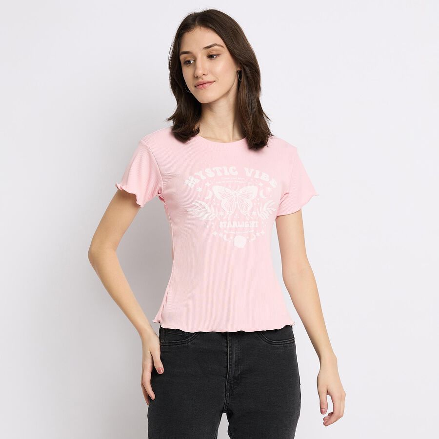 Ladies' Round Neck T-Shirt , Light Pink, large image number null