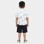 Boys White Cotton Round Neck Woven Baba Suit, White, small
