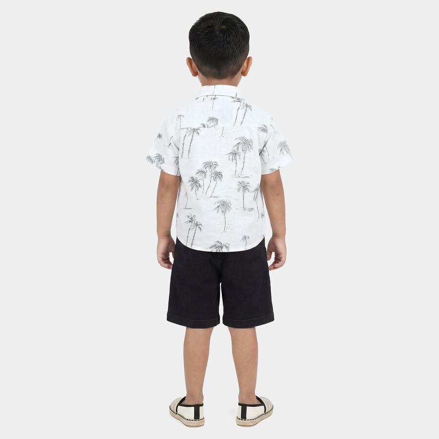 Boys White Cotton Round Neck Woven Baba Suit, White, large
