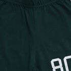 Boys' Dark Green Regular Fit Side Stripe Graphic Print Pyjama, Dark Green, small
