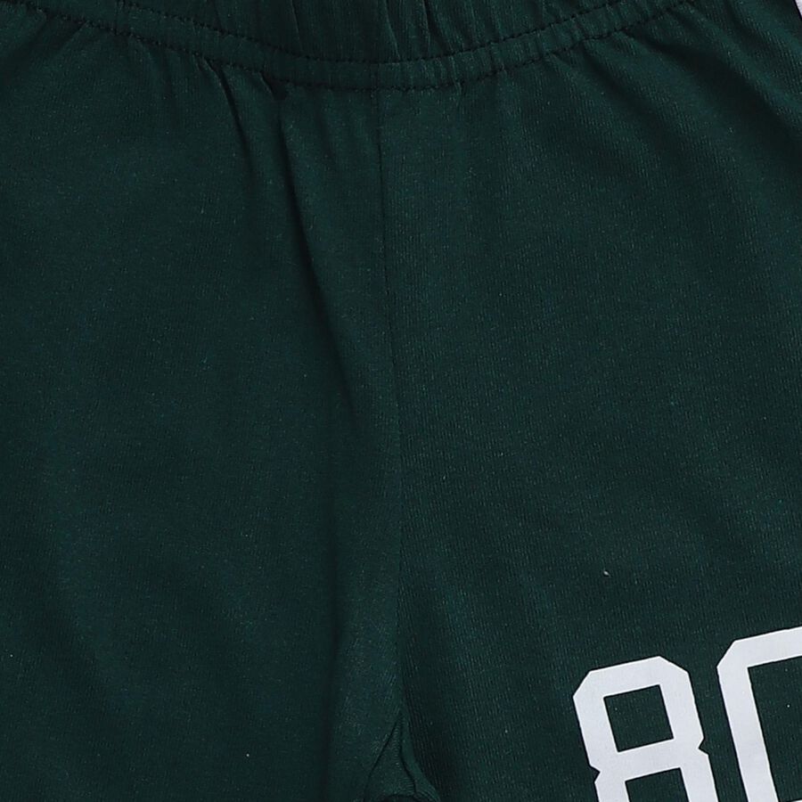 Boys' Dark Green Regular Fit Side Stripe Graphic Print Pyjama, Dark Green, large