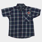 Boys Navy Blue 100% Cotton Checked Shirt, Navy Blue, small