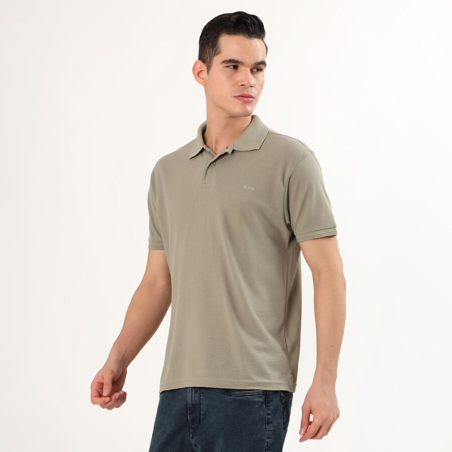 Men's Light Sage Green Polo Neck Casual T-Shirt, हल्का हरा, large image number null