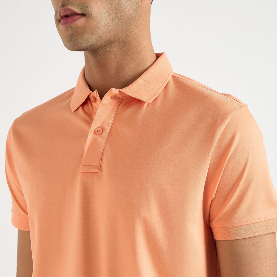 Men's 100% Cotton Collared Half Sleeves T-Shirt, पीच, large image number null