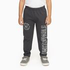 Boys' Dark Charcoal Grey Printed Cotton Blend Pyjama, Charcoal, small image number null