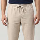 Men's Grey Slim Fit Drawstring Casual Trousers, हल्का ग्रे, small