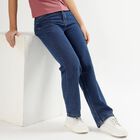 Ladies' Stonewashed Blue Wide Leg High Rise Jeans, Mid Blue, small image number null