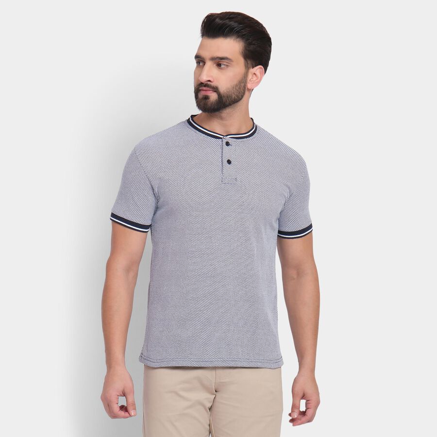Men's Henley Half Sleeves T-Shirt, Navy Blue, large image number null