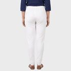 Women's White Cotton Blend Elastic Waist Slim Fit Churidar, White, small