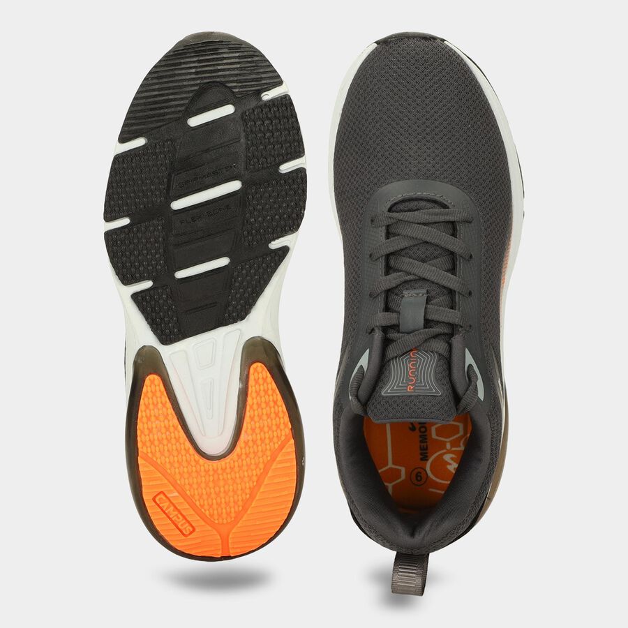 Men's Grey Lace-Up Sneakers, ग्रे, large