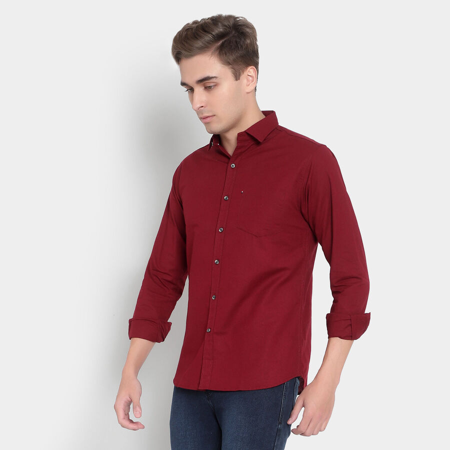Cotton Solid Casual Shirt, Maroon, large image number null
