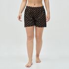 Women's Black Polka Dot Elastic Waist Shorts, Black, small