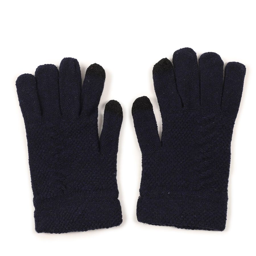 Men's Gloves, नेवी ब्लू, large