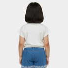 Girls' White Round Neck Romantic T-Shirt, White, small