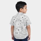 Boys Grey 100% Cotton Floral Printed Collar Regular Fit Shirt, गहरा ग्रे, small