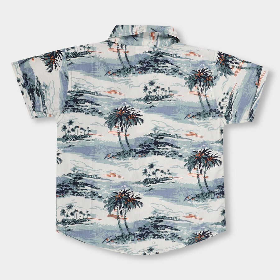 Boys' Off White Cotton Classic Collar Casual Shirt, ऑफ व्हाइट, large image number null