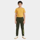 Boys' Olive Green Straight Fit Graphic Printed Pyjama, ओलिव, small