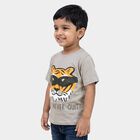Boys Grey Cotton Round Neck Regular Boys T-Shirt, Light Grey, small