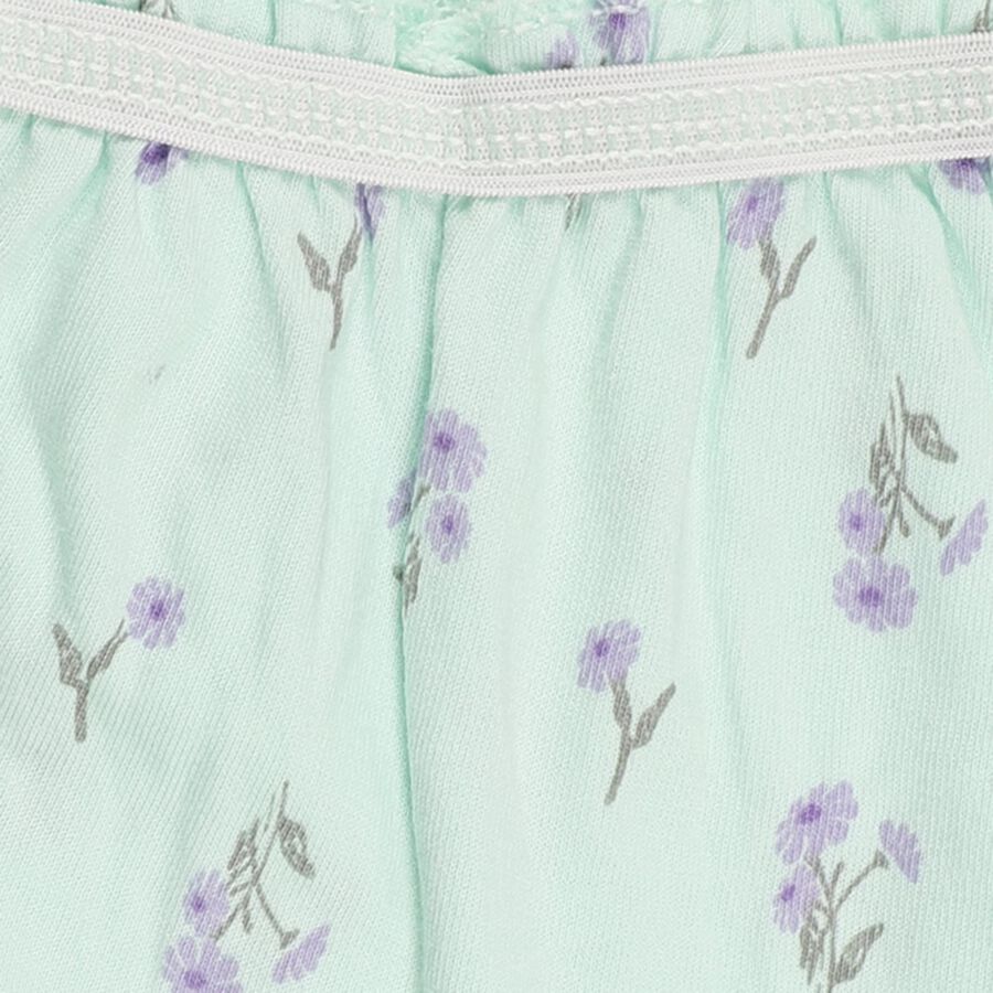 Infant Mint Green Regular Fit Floral Print Bloomers, हल्का हरा, large image number null