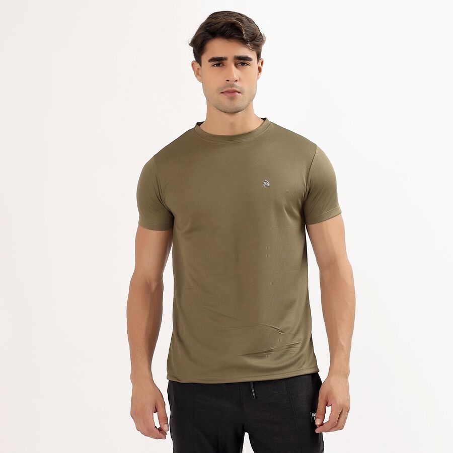 Men's Khaki Crew Neck Slim Fit T-Shirt, Khaki, large image number null