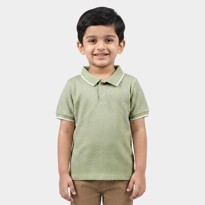 Boys Green Polo Neck Polo T-Shirt