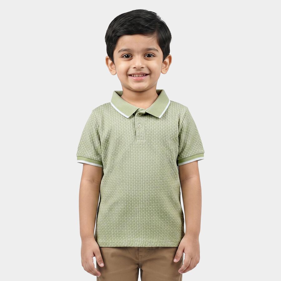 Boys Green Polo Neck Polo T-Shirt, Light Green, large