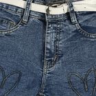 Girls Mid Blue Straight Fit Embroidered Jeans, Mid Blue, small