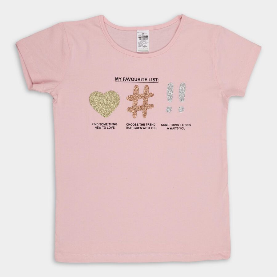 Girls' 100% Cotton T-Shirt , हल्का गुलाबी, large image number null