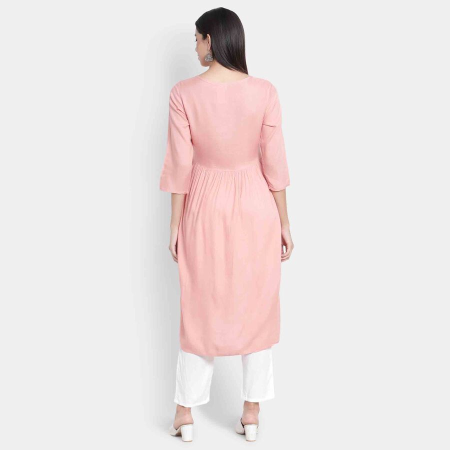 Embroidered 3/4th Sleeve Kurta, Light Pink, large image number null