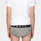 Boys Grey Regular Fit Sports Waistband Briefs, मिश्रित मध्यम ग्रे, small