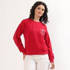 Women's Bright Cherry Red Crew Neck Casual Sweatshirt, Fuchsia, small image number null
