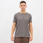 Men's Dark Grey Round Neck Athleisure T-Shirt, Dark Grey, small