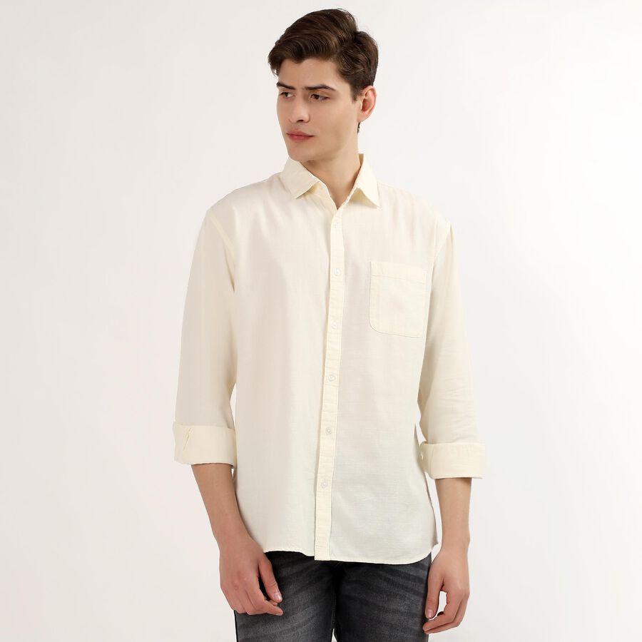 Men's Off-White Classic Collar Casual Shirt, ऑफ व्हाइट, large
