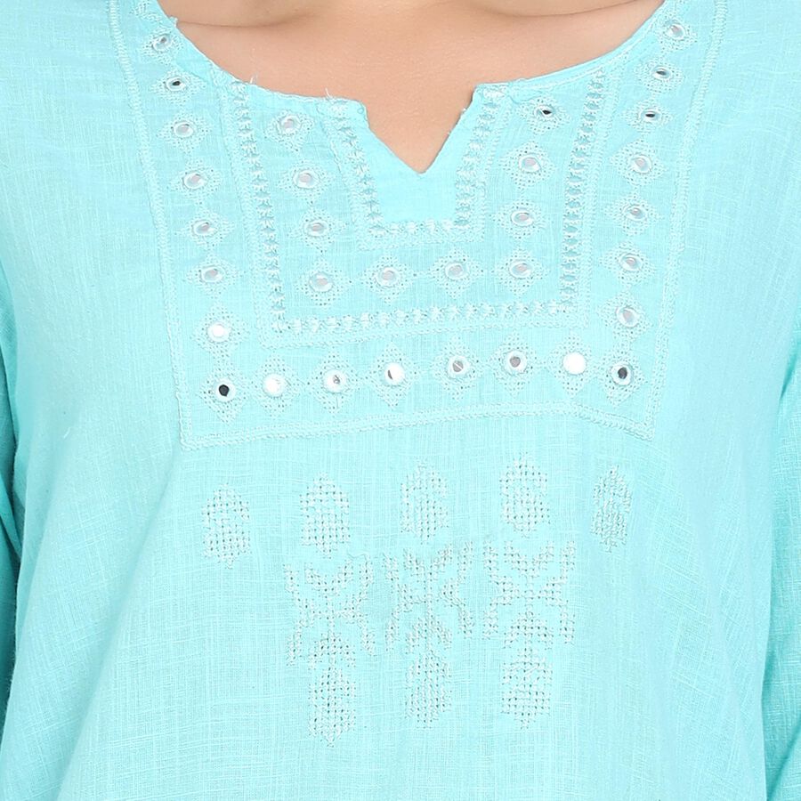 Ladies' 100% Cotton Kurta, Aqua, large image number null