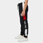Boys' Navy Blue Jogger Graphic Printed Cotton Blend Pyjama, नेवी ब्लू, small