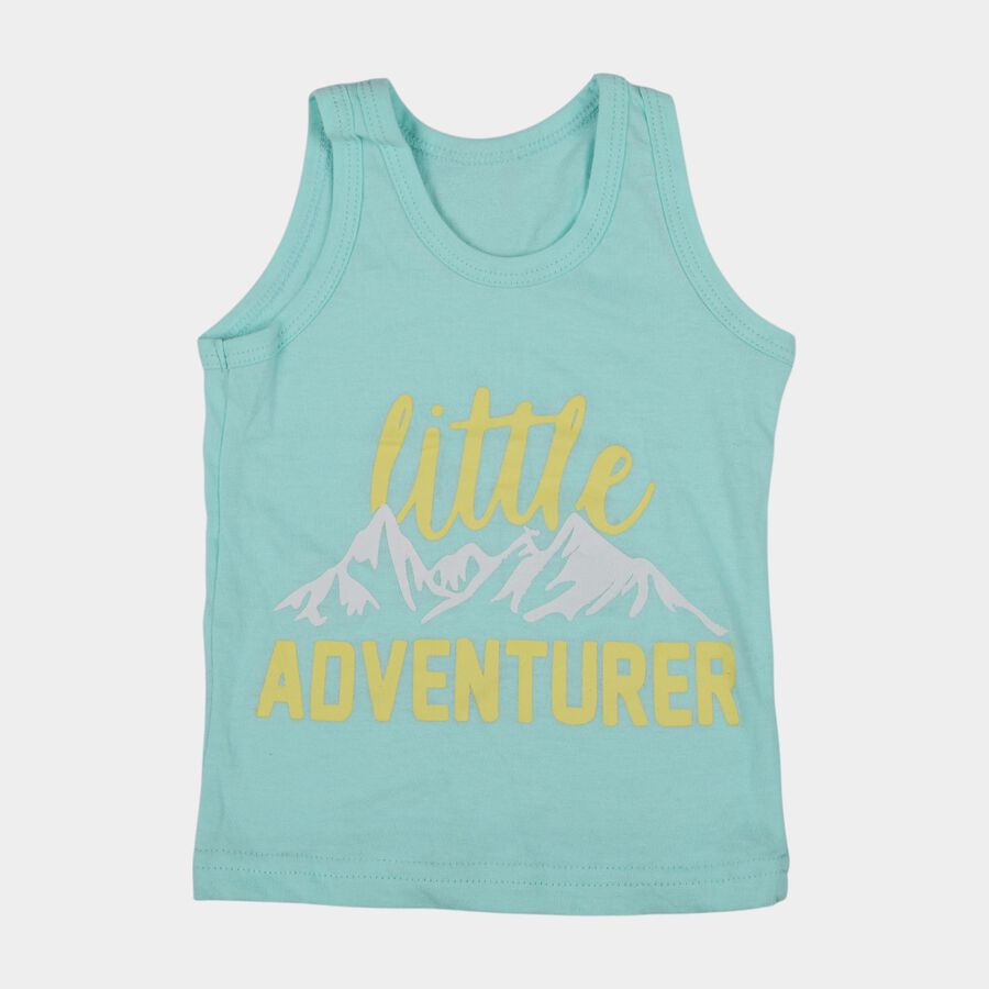 Infants Mint Green Cotton Round Neck Casual Vest, Light Green, large