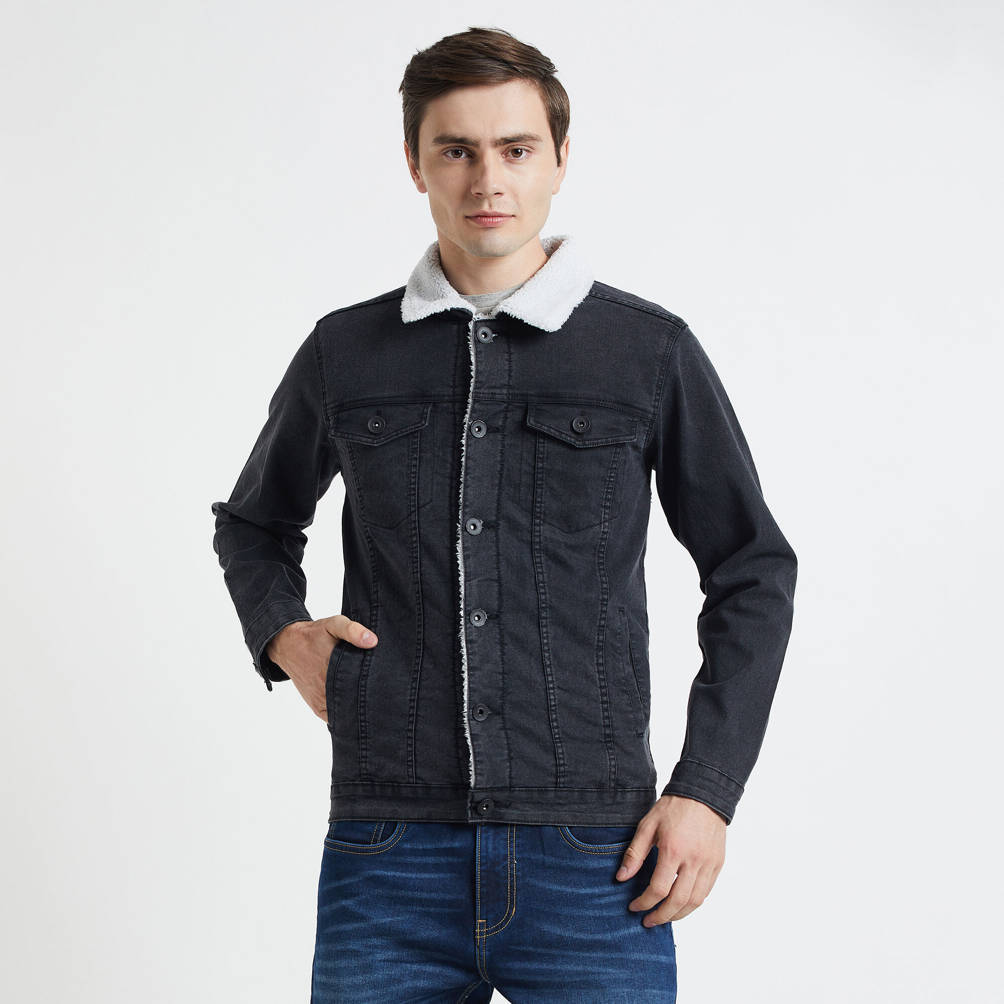 Quilted denim clearance jacket mens