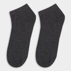 Men's White, Charcoal Black and Light Heather Gray Cotton Blend Ankle Socks, Charcoal, small image number null