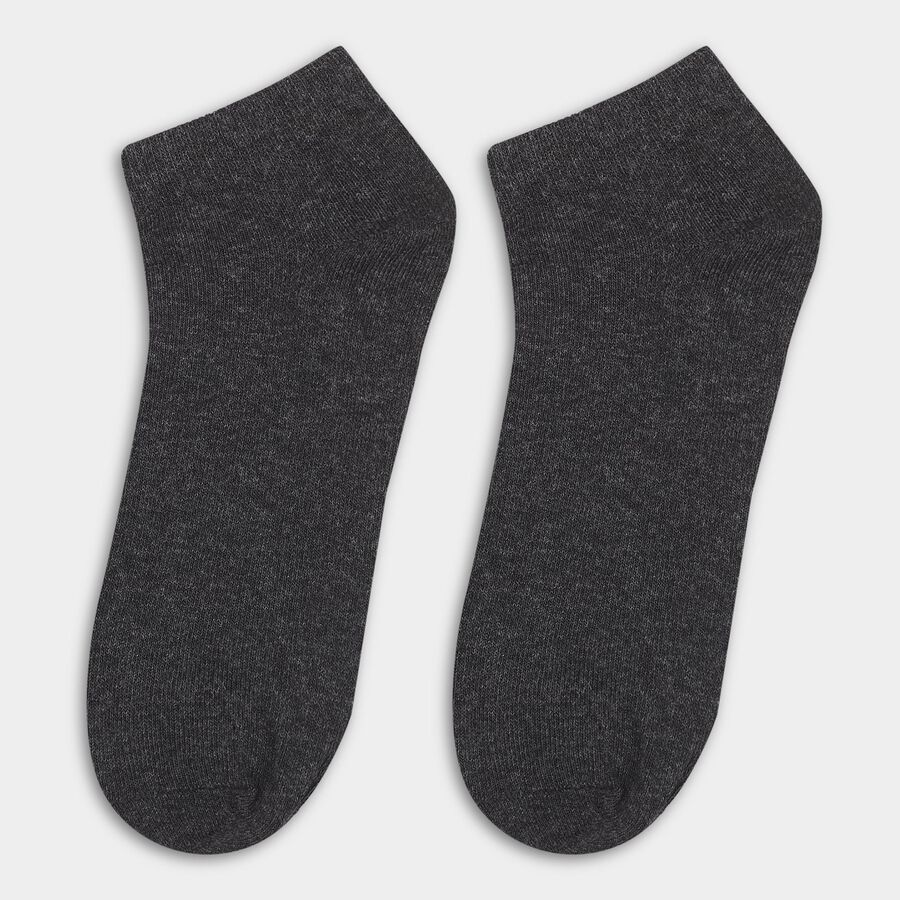Men's White, Charcoal Black and Light Heather Gray Cotton Blend Ankle Socks, Charcoal, large image number null