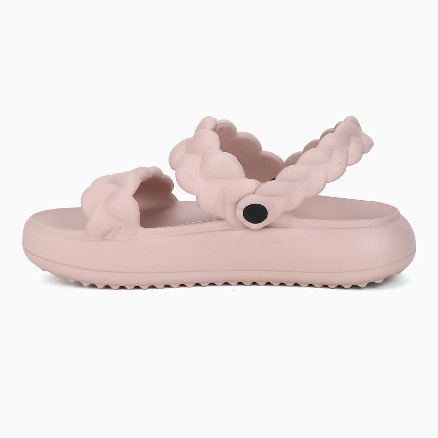 Women's Pink Braided Strap Slip-On Slippers, Pink, large