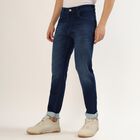 Men's Deep Indigo Slim Fit Faded Jeans, Mid Blue, small